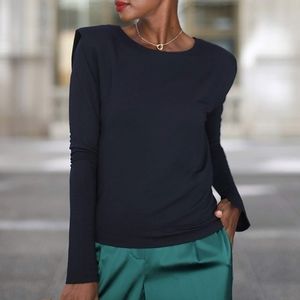 NBW Shoulder-Pad Long Sleeve Top